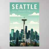 Vintag Seattle Emerald City Poster (Vorne)