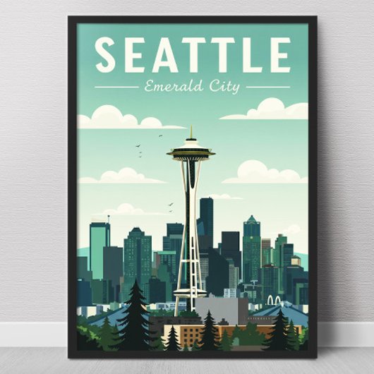 Vintag Seattle Emerald City Poster
