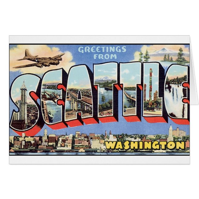 Vintag Seattle Postcard (Vorderseite (Horizontal))