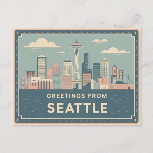 Vintag Seattle Postcard | Grüße aus Seattle Postkarte (Vorderseite)