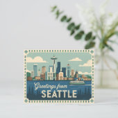 Vintag Seattle Postcard | Grüße aus Seattle Postkarte (Stehend Vorderseite)