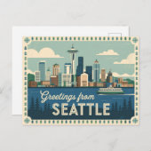 Vintag Seattle Postcard | Grüße aus Seattle Postkarte (Vorne/Hinten)