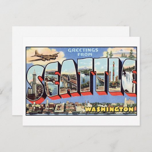 Vintag Seattle Postcard Postkarte (Vorne/Hinten)