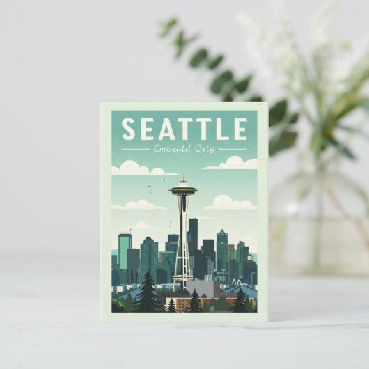 Vintag Seattle Postkarte (Stehend Vorderseite)