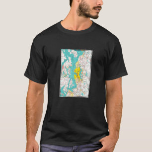 Vintag Seattle und die Puget Sound Map 1970 T-Shirt
