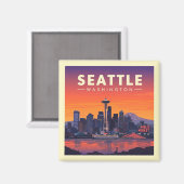 Vintag Seattle Washington Magnet (Vorderseite/Rückseite)