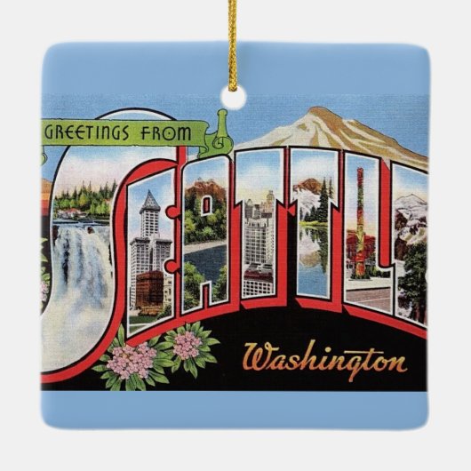 Vintag Seattle Washington Ornament (Rückseite)