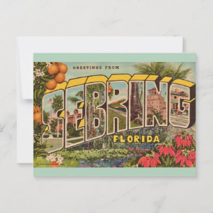 Vintag Sebring Florida Postkarte