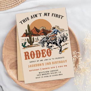 Vintag Second Rodeo Western Cowboy 2. Geburtstag Einladung