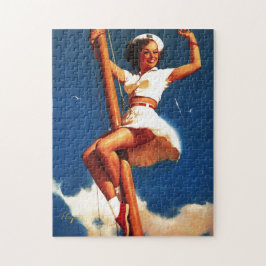 Vintag Segelboot Button UP Girl Puzzle