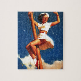 Vintag Segelboot Button UP Girl Puzzle