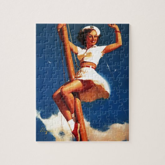 Vintag Segelboot Button UP Girl Puzzle (Vertikal)