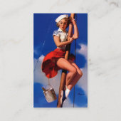 Vintag Segelboot Button UP Girl Visitenkarte (Rückseite)