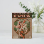 Vintag sehe ich dich auf Kuba Reisen Karte (Stehend Vorderseite)