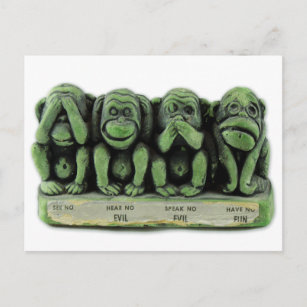 Vintag sehen Kein Übel, höre keine bösen Affen Postkarte