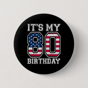 Vintag seine 80. Geburtstagsflagge Indepen Button