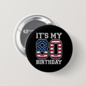 Vintag seine 80. Geburtstagsflagge Indepen Button (Vorne & Hinten)