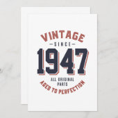 Vintag seit 1947 Geburtstagsgeschenk Einladung (Vorne/Hinten)