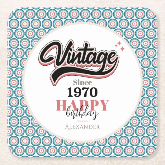 Vintag seit - 1970 rechteckiger pappuntersetzer (Vorderseite)