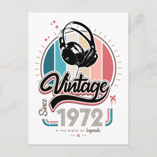 Vintag seit 1972 Kopfhörer Postkarte (Vorderseite)