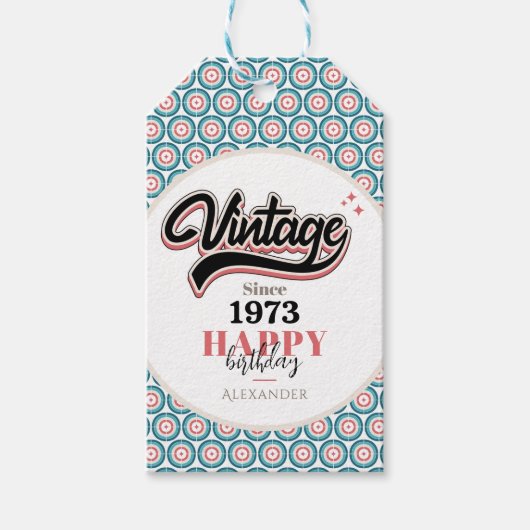 Vintag seit - 1973 geschenkanhänger (Vorderseite)