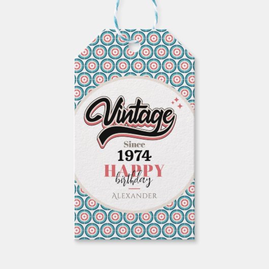 Vintag seit - 1974 geschenkanhänger (Vorderseite)