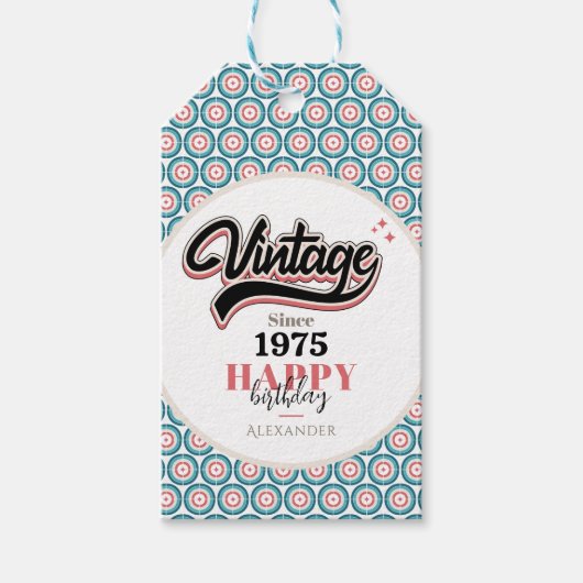 Vintag seit - 1975 geschenkanhänger (Vorderseite)