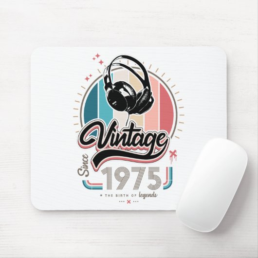 Vintag seit 1975 Kopfhörer Mousepad (Mit Mouse)