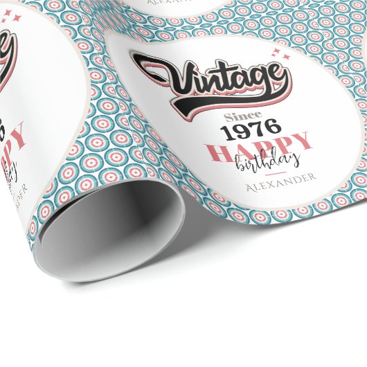 Vintag seit - 1976 geschenkpapier (Rolleneckpunkt)
