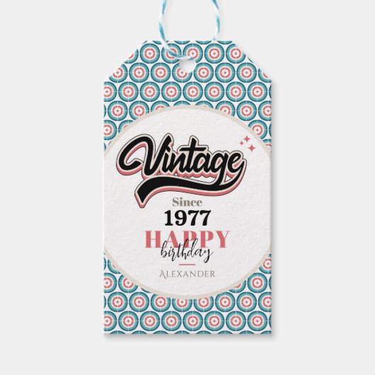 Vintag seit - 1977 geschenkanhänger (Vorderseite)