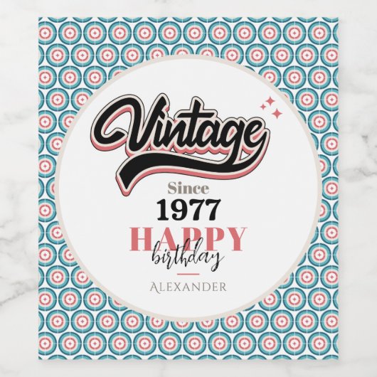 Vintag seit - 1977 weinetikett (Einzelnes Label)