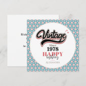 Vintag seit - 1978 dankeskarte (Vorne/Hinten)