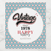 Vintag seit - 1978 weinetikett (Einzelnes Label)