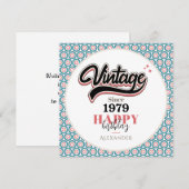 Vintag seit - 1979 dankeskarte (Vorne/Hinten)