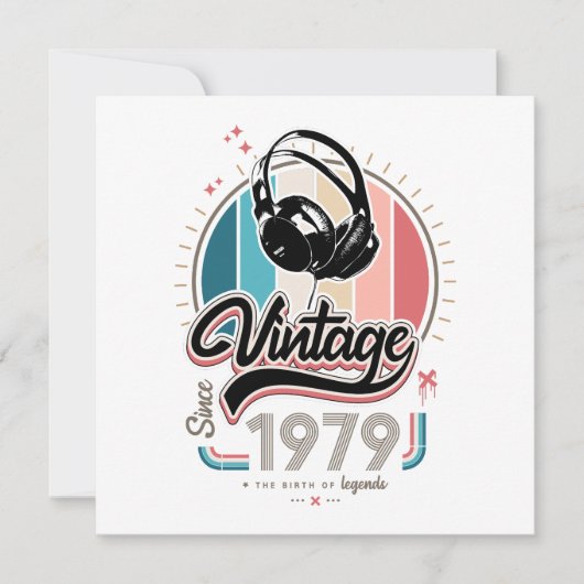 Vintag seit 1979 Kopfhörer Einladung (Vorderseite)