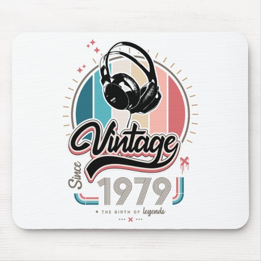 Vintag seit 1979 Kopfhörer Mousepad (Vorne)