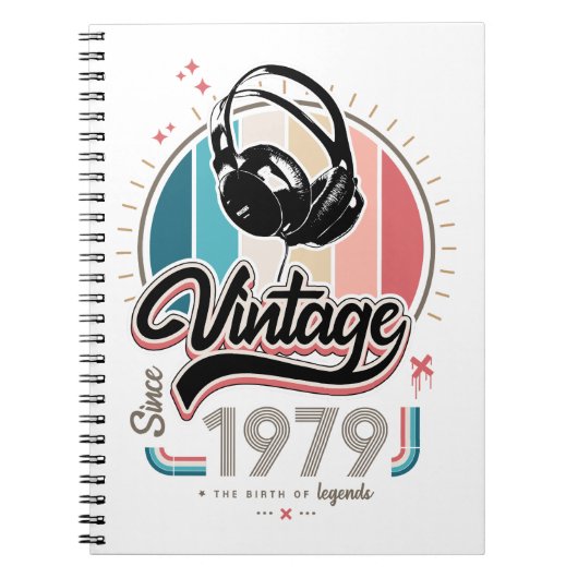 Vintag seit 1979 Kopfhörer Notizblock (Vorderseite)