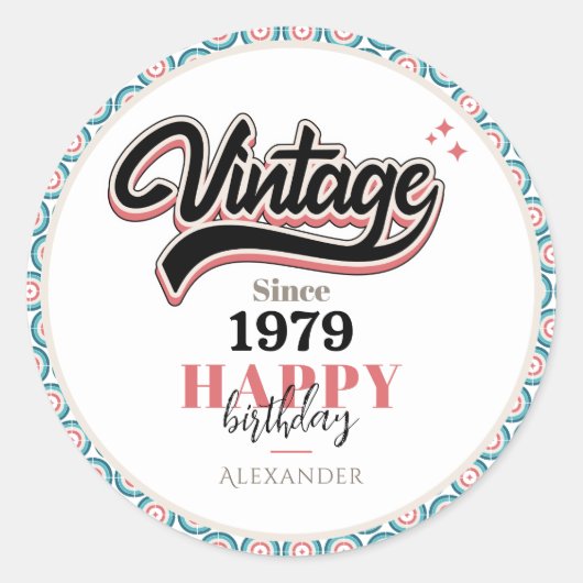 Vintag seit - 1979 runder aufkleber (Vorderseite)