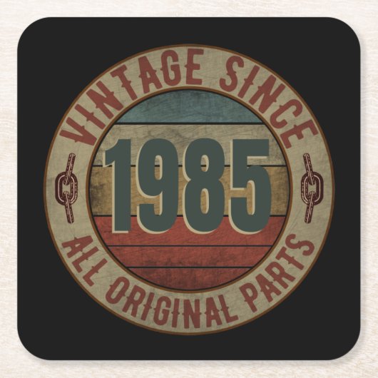 VINTAG SEIT 1985 ALLE URSPRÜNGLICHEN TEILE. RECHTECKIGER PAPPUNTERSETZER (Vorderseite)