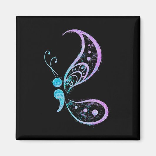 Vintag Semicolon Butterfly Semi-Colon Tattoo Ment Magnet (Vorne)