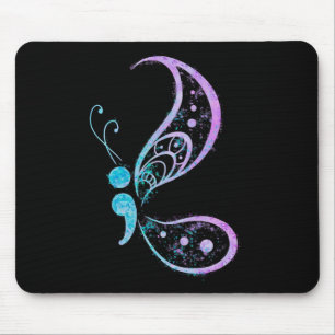 Vintag Semicolon Butterfly Semi-colon Tattoo Ment Mousepad