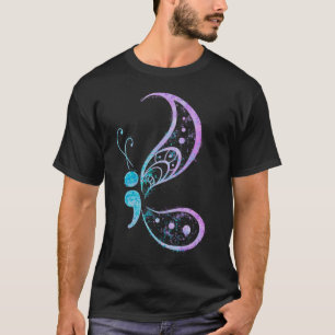 Vintag Semicolon Butterfly Semi-Colon Tattoo Ment T-Shirt