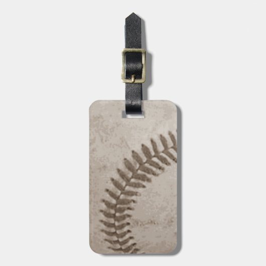 Vintag Sepia Baseball Gepäckanhänger (Vorderseite vertikal)