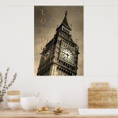 Vintag Sepia Big Ben Art Fotografie Poster (Küche)