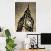 Vintag Sepia Big Ben Art Fotografie Poster (Heimbüro)
