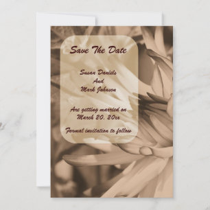 Vintag Sepia Dahlia Blume Wedding Save The Date
