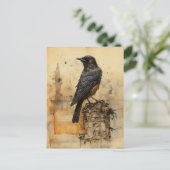 Vintag Sepia Gothic Raven Postkarte (Stehend Vorderseite)