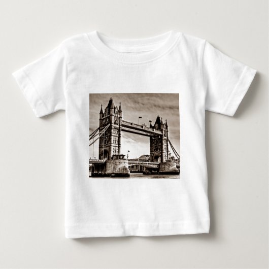 Vintag Sepia London Tower Bridge Baby T-shirt (Vorderseite)