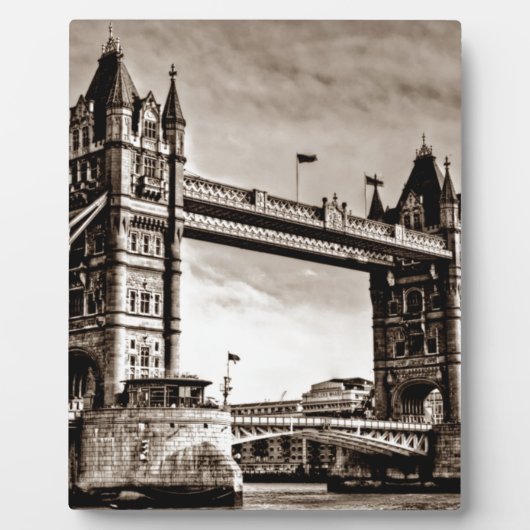 Vintag Sepia London Tower Bridge Fotoplatte (Vorderseite)