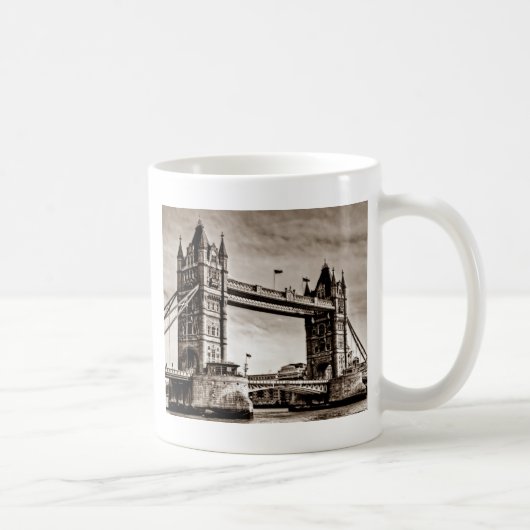 Vintag Sepia London Tower Bridge Kaffeetasse (Rechts)